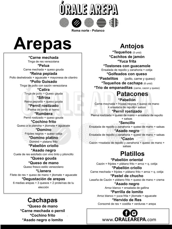 Orale Arepa Menu - Image 2