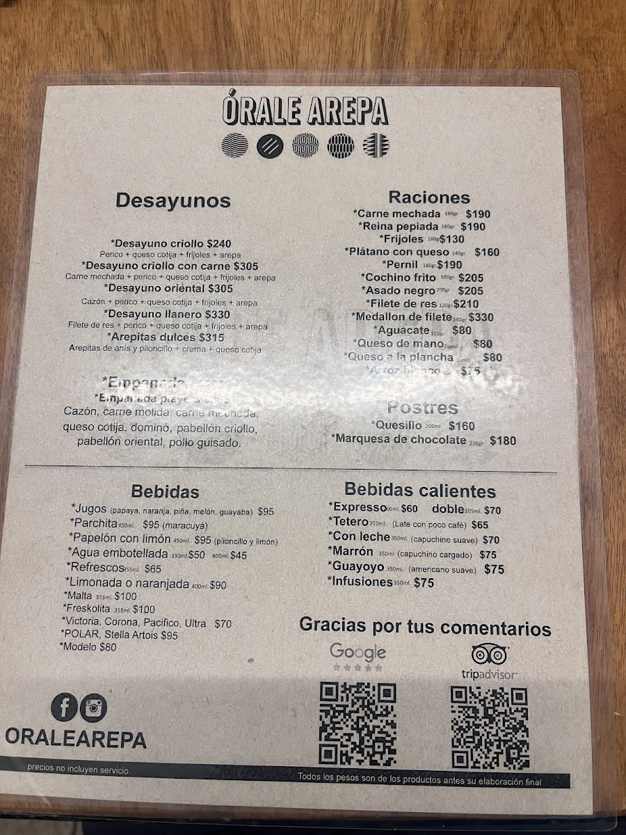 Orale Arepa Menu - Image 6
